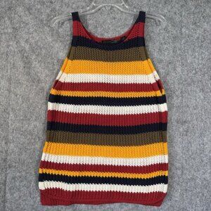 Rainbow‎ Crochet Y2K Tank Top Medium Vintage Festival Indie Retro Boho Stripe